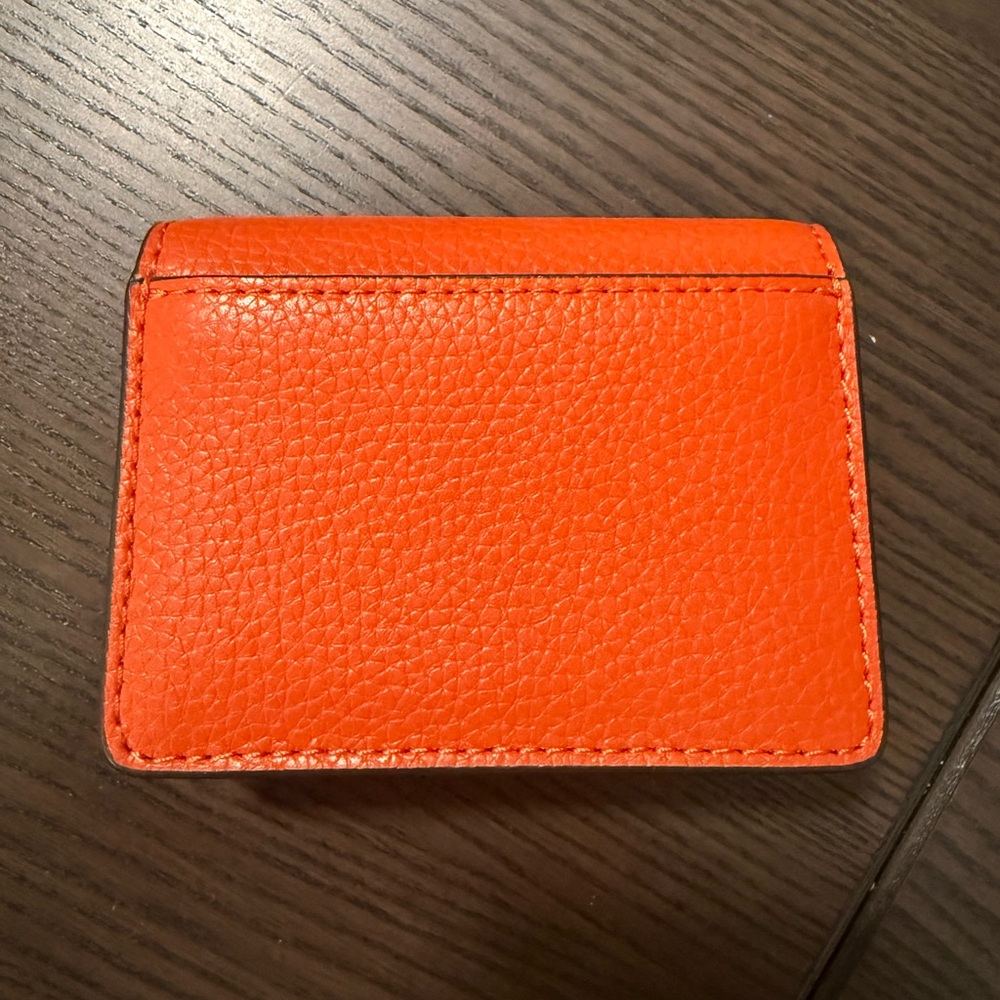 Michael Kors Bright Orange Leather Card Holder - Picture 2 of 7